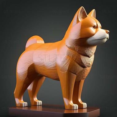 3D model Akita Inu dog (STL)